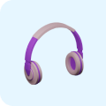 pair of purple and white headphones